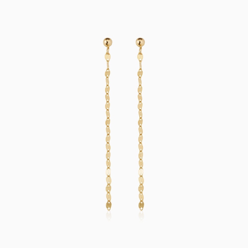14K Gold Vermeil Elegant Gold duster threader Dangle Earrings - Picture 2 of 3